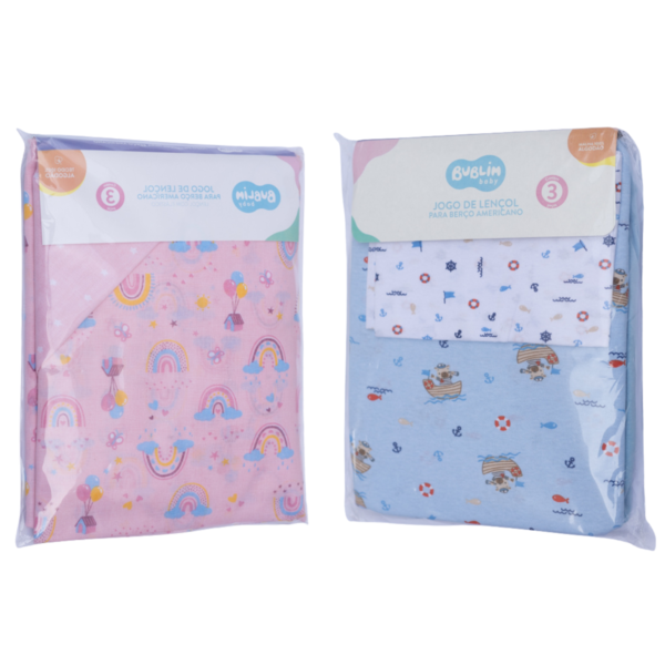 jogo de lençol berço americano 2 ou 3 peças