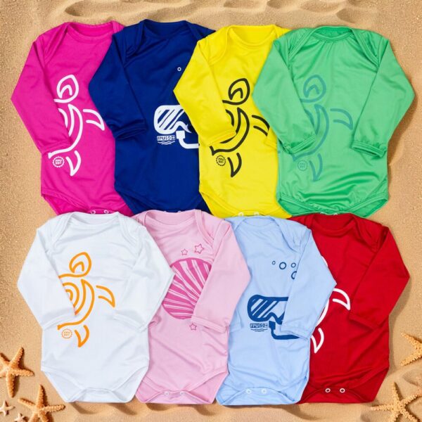 body bebê proteção uv50+ manga longa