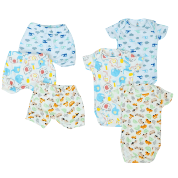 kit body de bebe manga curta + short canelado