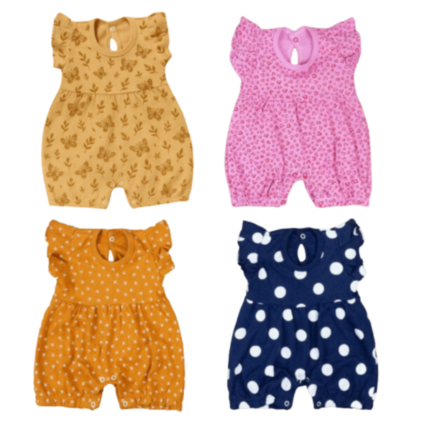 macacão curto bebê com babado