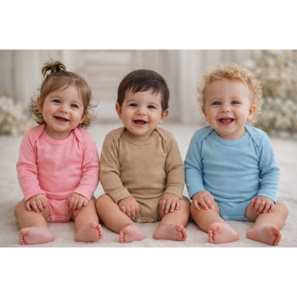 body manga longa bebê suedine 100% algodão unissex enxoval p m g cores variadas